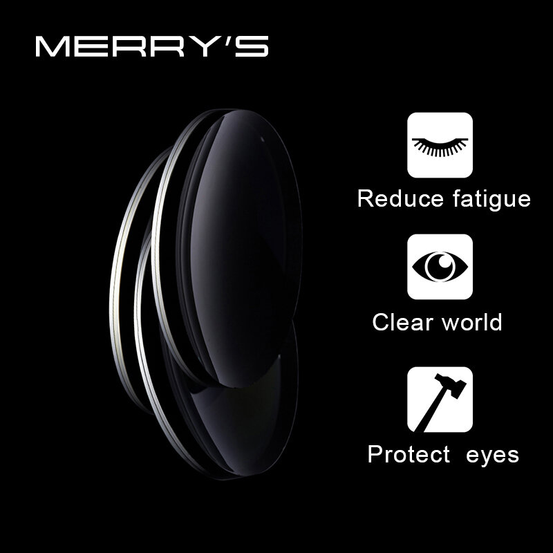 MERRYS 처방 시리즈 CR-39 수지 비구면 안경 렌즈, 근시 원시 노안 광학 렌즈, 1.56 1.61 1.67 1.74