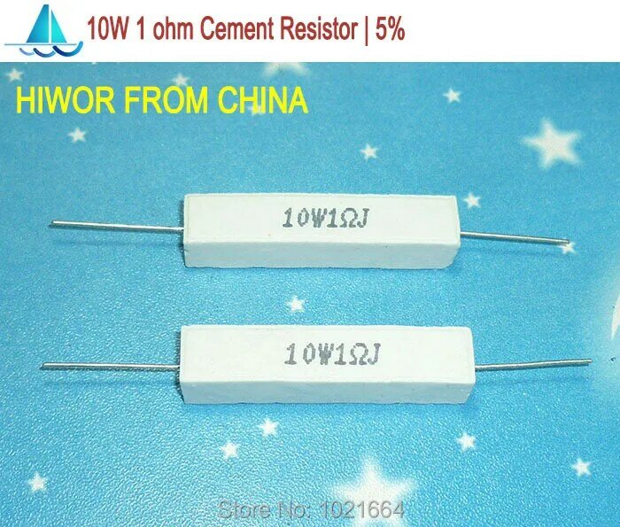 Resistencias de potencia de cemento cerámico, 10W, 1 ohm, 5% ohm, 10 unids/lote