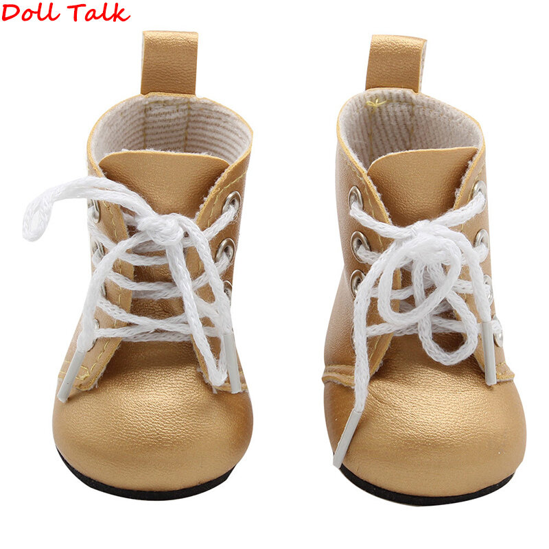 Boneka Bicara Warna 1 Pasangan PU Kulit Boneka Boots untuk Boneka Pendek Tinggi Tumit Sepatu Bot Sepatu untuk Multi-Warna sepatu Bot Amerika Boneka