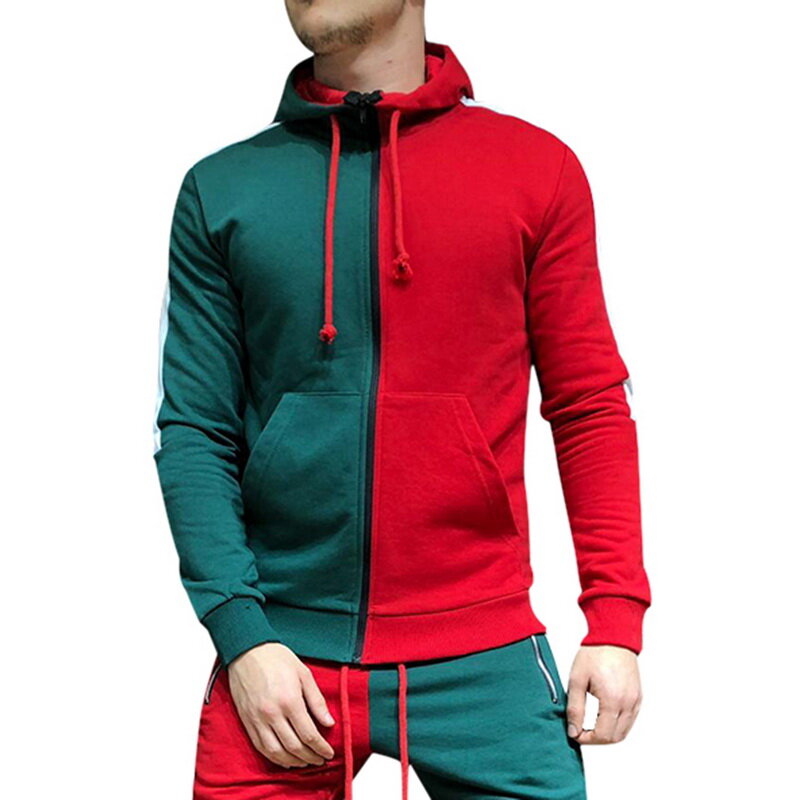 Shujin marca dos homens define moda outono retalhos jaqueta terno esportivo hoodies + sweatpants 2 peças conjuntos de roupas treino fino