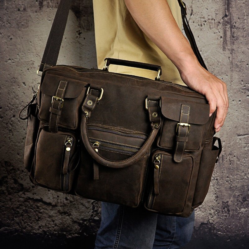Кожаный деловой чехол Crazy Horse 3061-d для мужчин, модная сумка-мессенджер для путешествий, ноутбука, документов