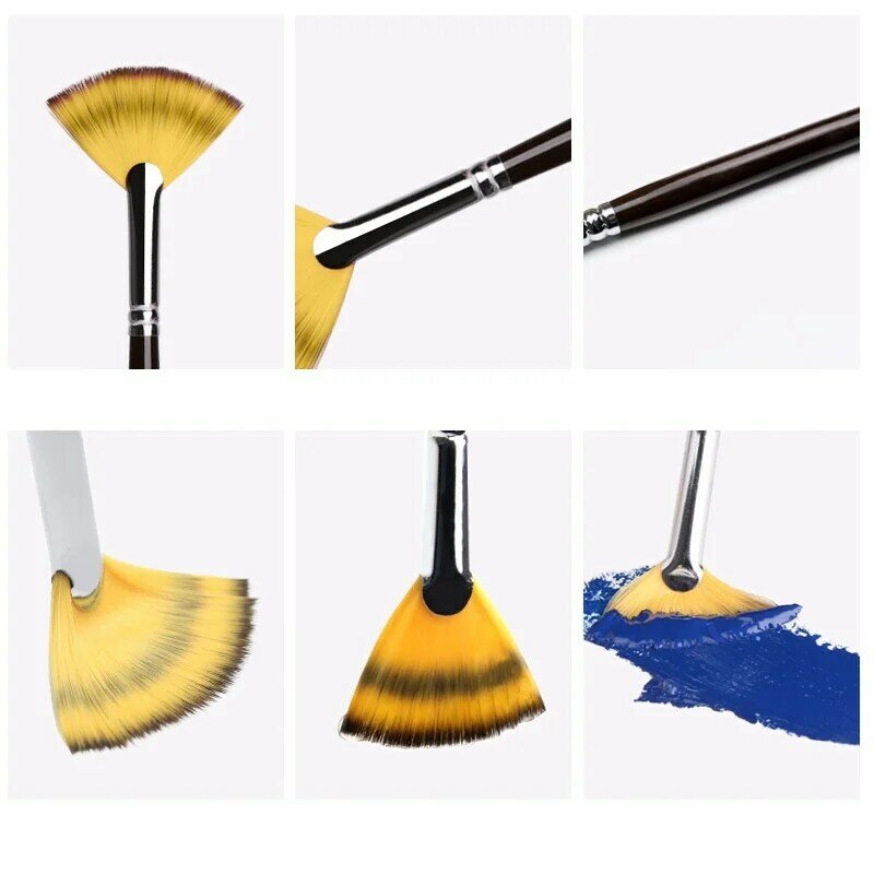 1PC High Quality Nylon Hair Fan Paint Brush Acrylic Watercolor Oil Artistic Painting Brush For Oil Painting Art Drawing Supplies