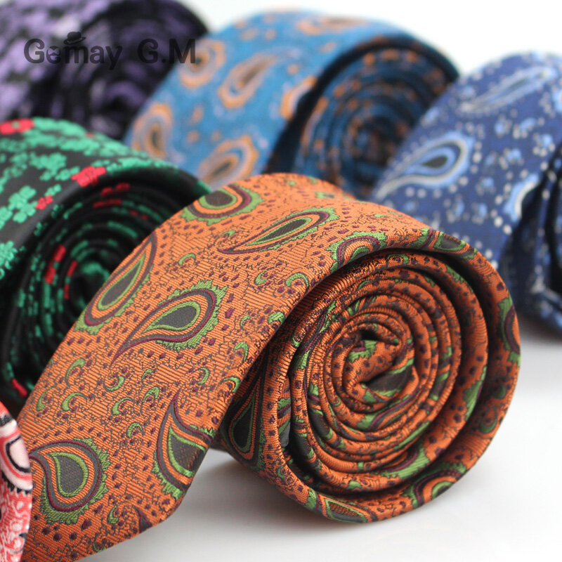Nuovo Stile Cravatte per Gli Uomini Paisley Poliestere Jacquard lavorato a telaio Uomo Cravatta Matrimonio Formale Del Partito Slim cravatta Gravata CRAVATTA Stretta