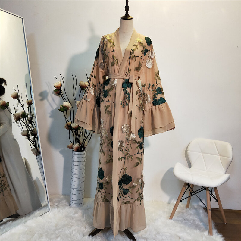 RamadanดูไบAbaya Robe Femme Kimono CardiganชุดสตรีมุสลิมKaftans Caftan Marocainกาตาร์Elbiseเสื้อผ้าอิสลามตุรกี