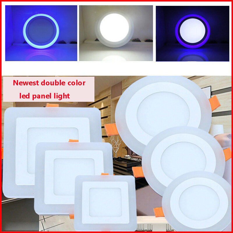 더블 컬러 홈 주방 천장 램프 6w/9w/16w/24w 패널 조명 매립형 화이트 블루 현대 led 천장 조명 거실