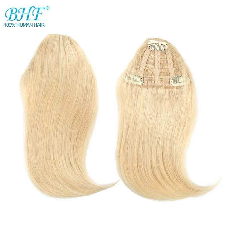 BHF-Perruque de cheveux humains Remy avec frange à clipser, morceaux de cheveux invisibles, 20g, 8 po-12 po de long, perruque de remplacement