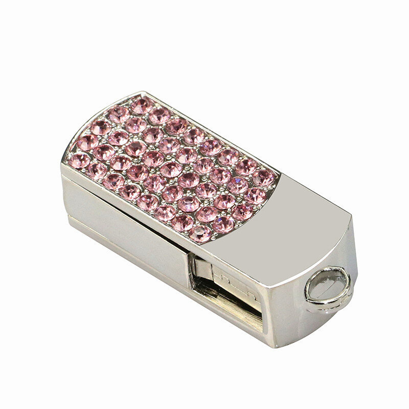 Mini pendrive de cristal rotativo para joias, pendrive de metal com diamante 8gb 16gb 32gb presente para meninas