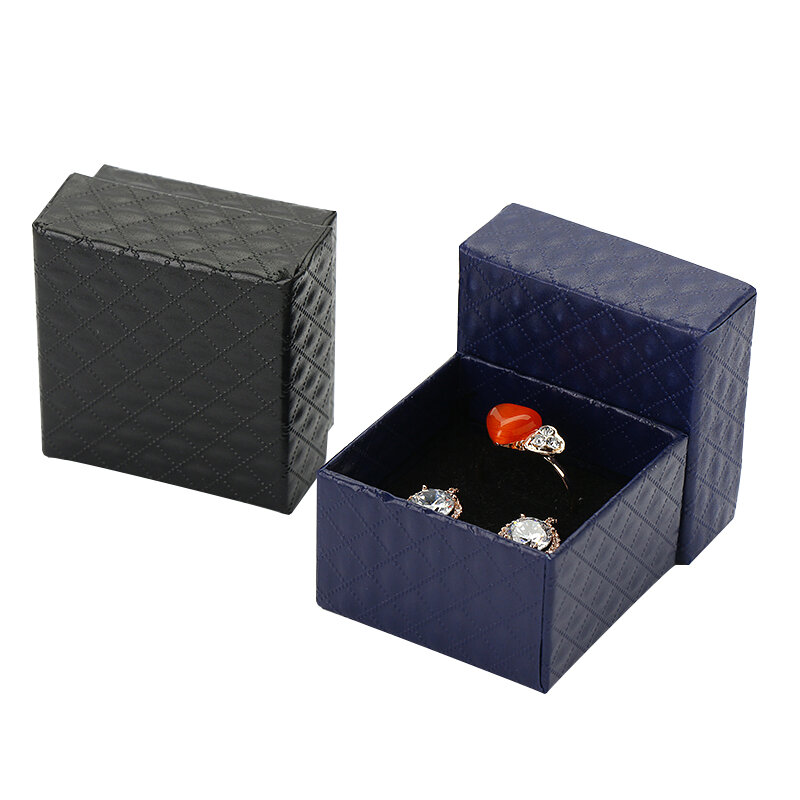 Caixa Exibição de Jóias, Multi Cores, Esponja Preta Papel Padrão Diamante, Anel e Embalagem Brincos, Caixa Presente Branca, 5x5x3cm, 48Pcs