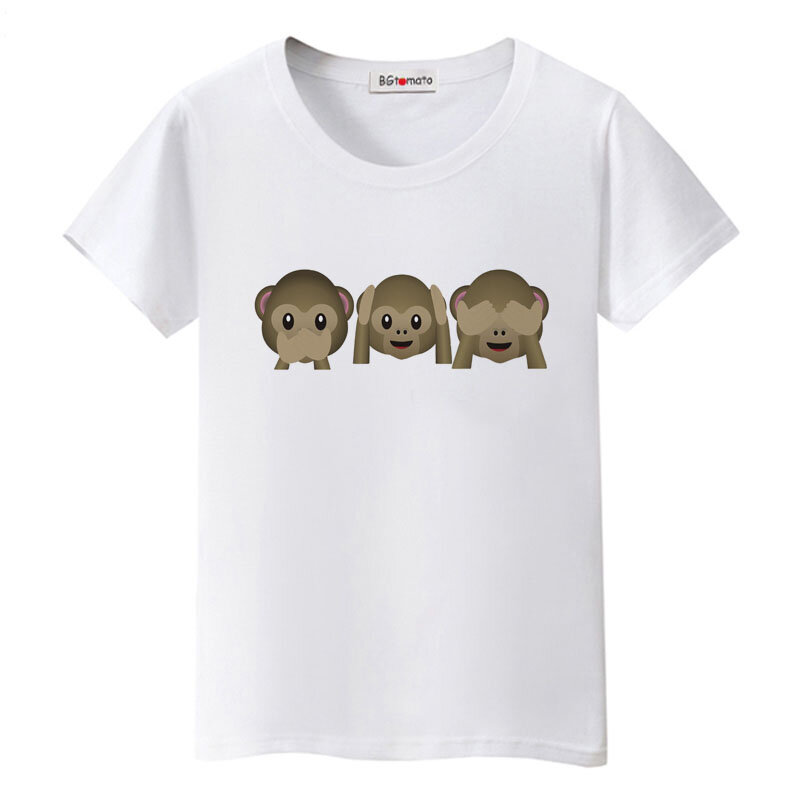 BGtomato 세 원숭이가 재미있는 티셔츠, 슈퍼 사랑스러운 동물 탑, 멋진 프린팅, 여름 캐주얼 티셔츠, 귀여운 원숭이 셔츠, 핫 세일