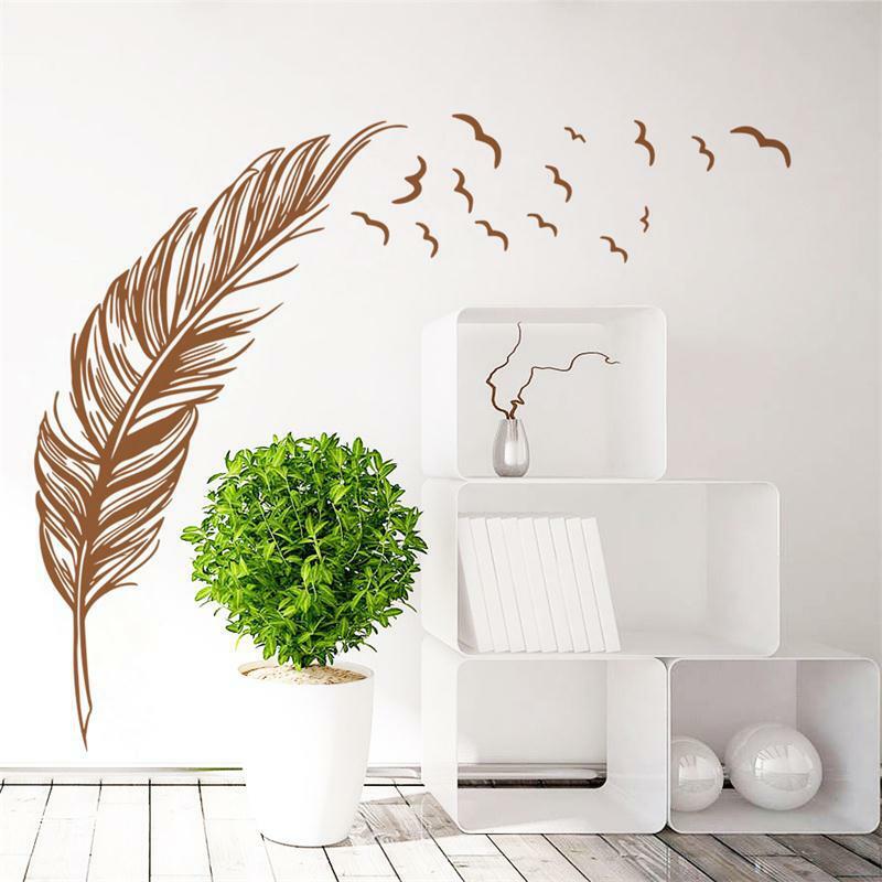 8408 0.7 Left right flying feather wall stickers home decor adesivo de parede home decoration wallpaper wall sticker