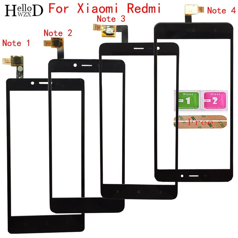Layar Sentuh untuk Xiaomi Redmi Note 1 Note 2 Note 3 Note 4 MTK Helio X20 Sensor Digitizer Lensa Panel Layar Sentuh