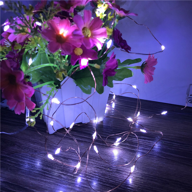 Nouveau fil de cuivre argenté de 2M 5M 10M, guirlande lumineuse LED imperméable, éclairage de vacances pour arbre de noël féerique, décoration de fête de mariage