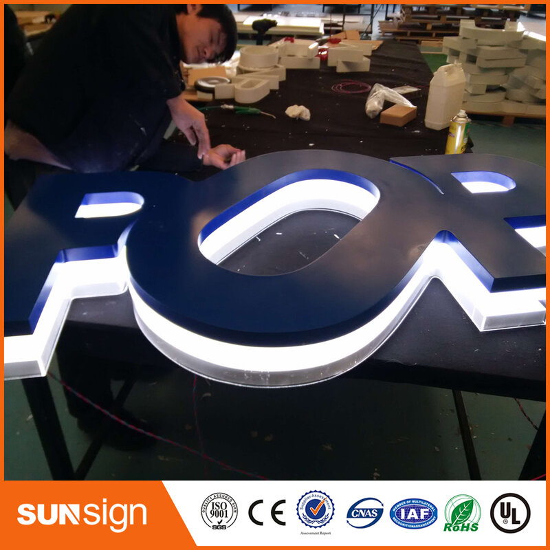 Factory Outlet personalisasi golden Stainless steel led backlit channel letter sign untuk "Mobile Phone" toko