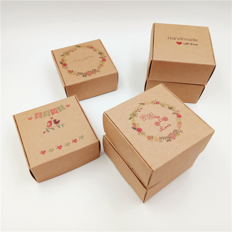 20 sztuk 2019 nowy papier pudełka z biżuterią DIY Handmade z miłością pudełko kartonowe/pudełka cukierków mydło wyrabiane ręcznie pudełko do pakowania papieru