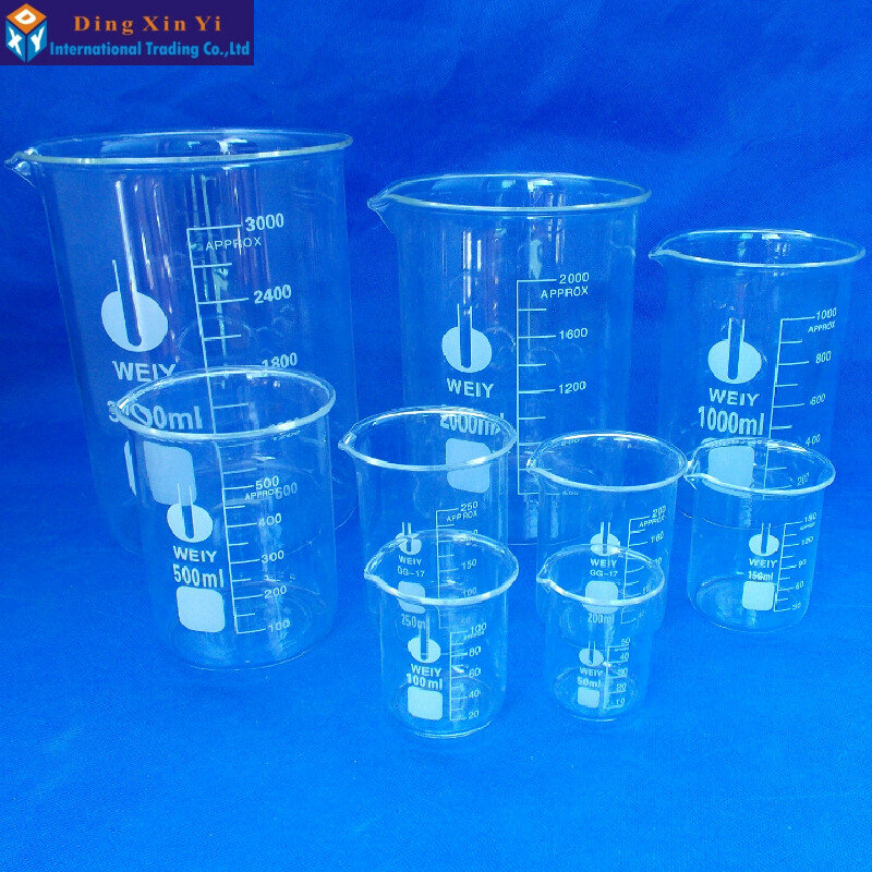 (4 pezzi/lottp) bicchiere in vetro da 50ml, forniture da laboratorio, bicchiere da laboratorio da 50ml, becher di buona qualità, materiale ad alto contenuto di boro