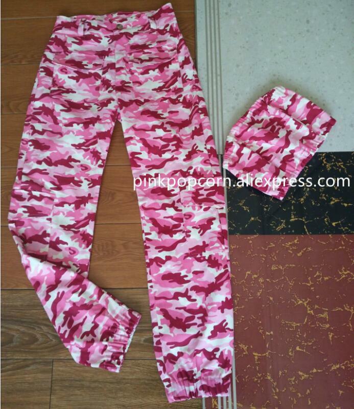 Conjunto com duas peças feminino camuflado rosa, conjunto com top crop camis + calças cargo, agasalho de duas peças, vestuário casual streetwear feminino 2 peças