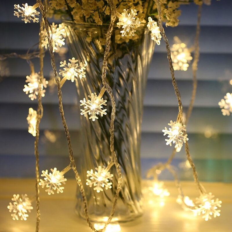 2-20M Sneeuwvlokken Led String Fairy Lights Kerstboom Party Home Bruiloft Guirlande Decoratie Batterij Usb 220V zonne-energie