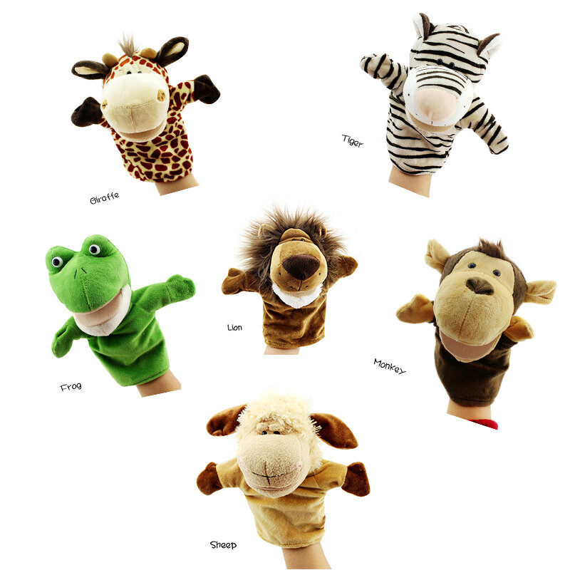 Bonito peludo crianças dos desenhos animados animais fantoches de mão chic designs ajuda de aprendizagem brinquedos bonecas pai-criança brinquedos frete grátis