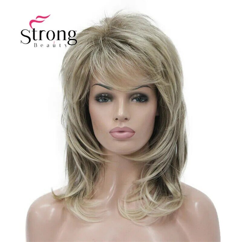 Strongbeauty peruca longa de tecido felpudo com ombré loiro clássico boné totalmente sintético perucas femininas perucas opções de cores