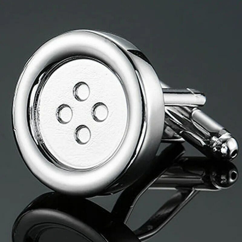 Classic design men's French shirt cuff button high quality copper silvery metallic Black Enamel CuffLinks
