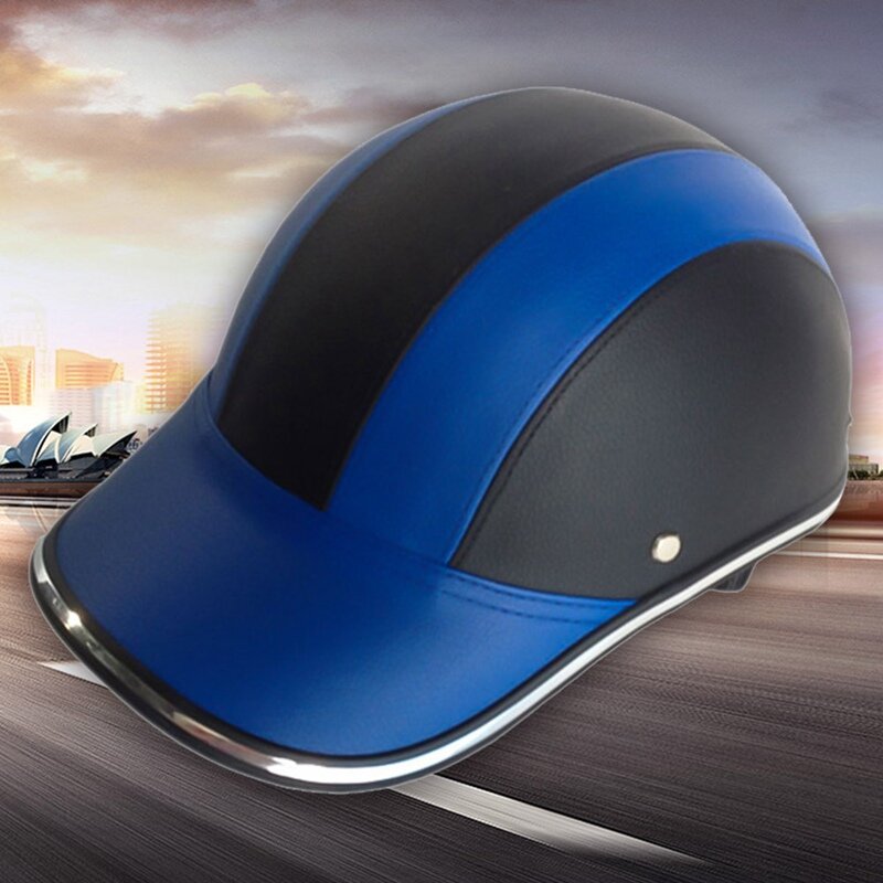 1Pc PU Leather Motorcycle Open Half face Helmets Bicycle Scooter Helmet Baseball Cap Protective Helmets