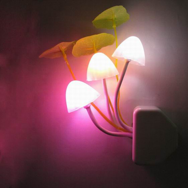 Lampu Malam Mini Lampu Jamur Baru untuk Bayi Lampu Led Darurat Ac Eu & Us Plug Sensor Kanan 3 Jamur Warna-warni untuk Dekorasi