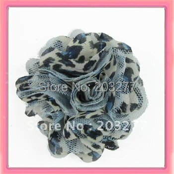 Free shipping!24pcs/lot 3 inch  New  chiffon leopard mesh fabric flowers  5colors for your choice