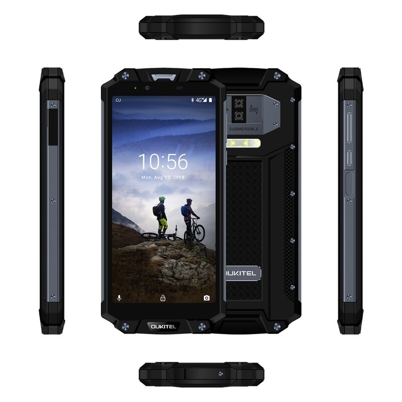 OUKITEL WP2 IP68 wodoodporna odporna na wstrząsy telefon komórkowy 4GB 64GB MT6750T octa core 6.0 "18:9 10000mAh odcisk palca Smartphone