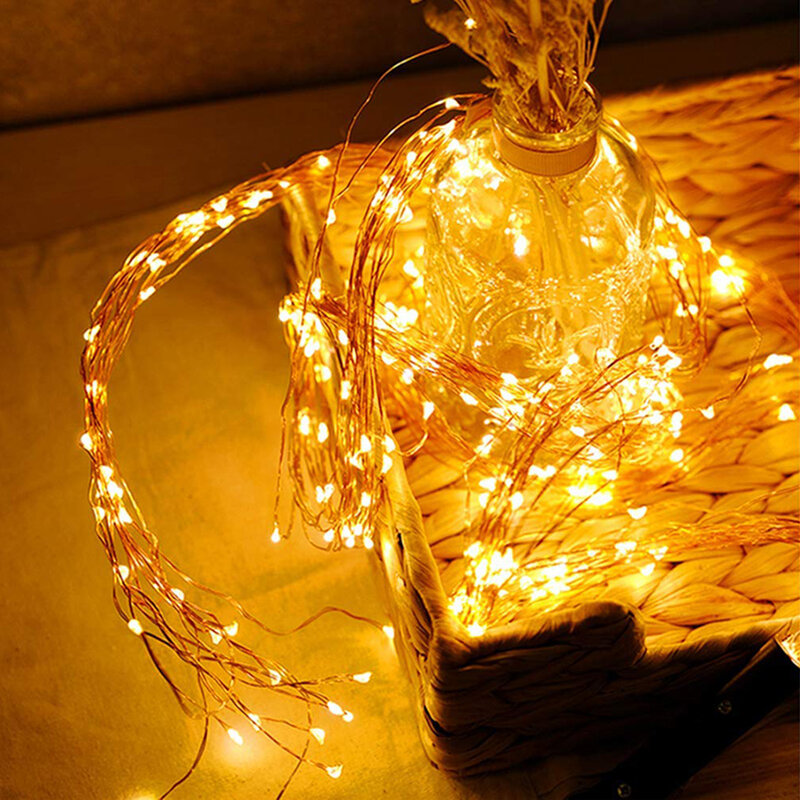 2m LEDストリングライト,5ストランド10/14,銅線,クリスマスパーティーや休暇の装飾用