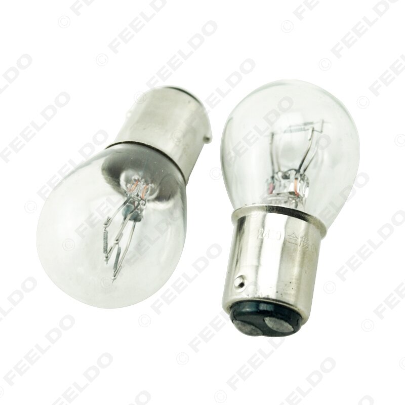 FEELDO 10pcs 1157 BA15D P21/5W S25 12V Car Clear Glass Lamp Brake Tail Bulb Car Indicator Halogen Lamp #MX2722