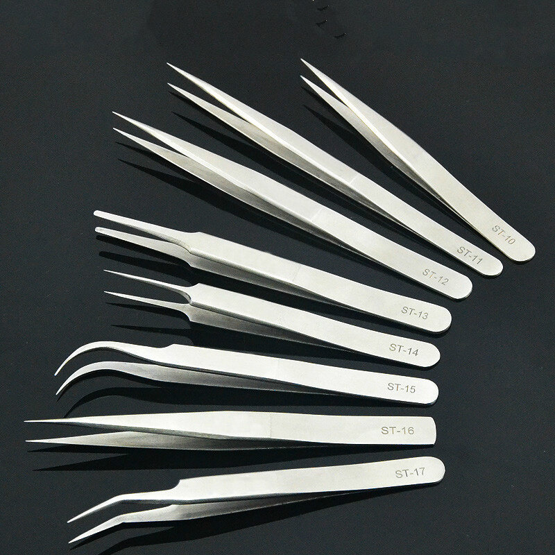 1pcs New Stainless Steel Industrial Anti-static Tweezers watchmaker Repair Tools Excellent Quality