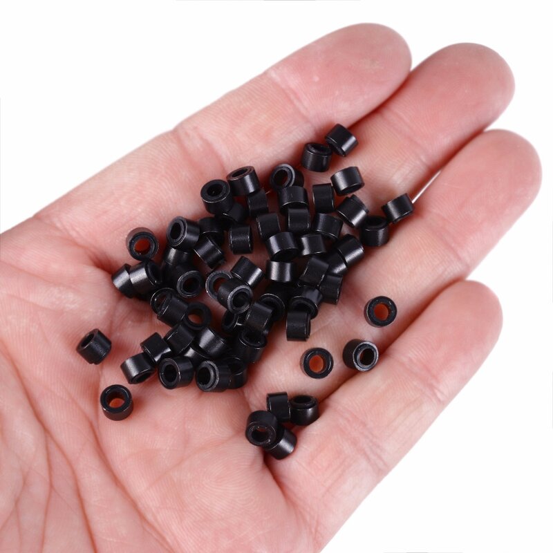 1000 Pcs 5.0mm*3.0mm*3.0mm Microring Con Vite, Silicone Micro Rings/Beads for Hair Extensions 9 Colors Optional