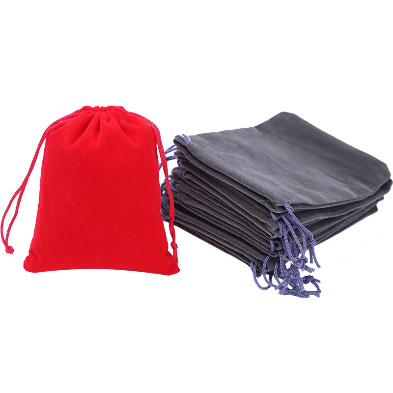 Bolsas de terciopelo de colores, 6x7, 7x9, 8x10, 10x12cm, embalaje suave y pequeño para joyería, embalaje con cordón para regalo y bolsas