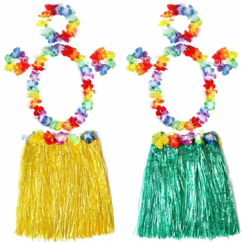 فتاة العشب تنورة هاواي حولا تنورة دعوى الرقص للأطفال الفتيات الشاطئ احتفالي لوازم الحفلات تنورة