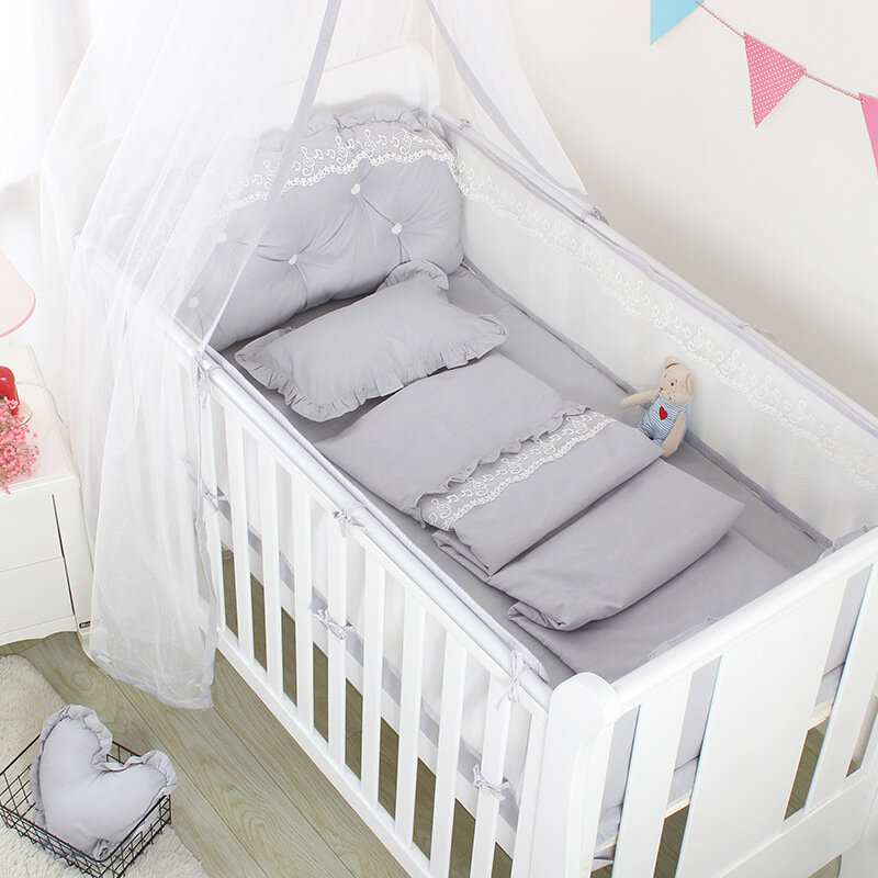 5Pcs Zomer Ademend Baby Bed Mesh Bumper Baby Bed Hek Nordic Babybedje Bed Beddengoed Set Slaapkamer Decoratie Baby kamer Product