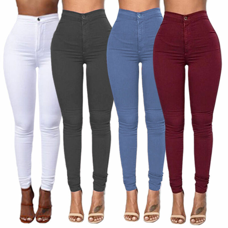 2023 nuove donne calde di vendita Denim Skinny Jeggings pantaloni Jeans elasticizzati a vita alta pantaloni a matita Slim di colore puro