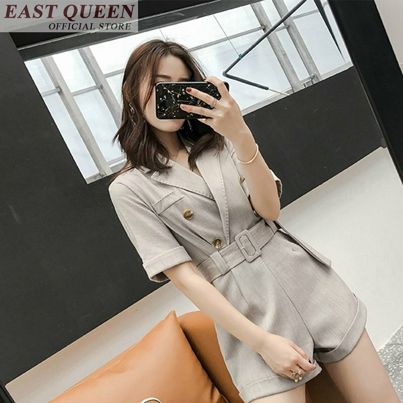 Jumpsuits women sexy 2019 casual beach playsuits loose elegant fashion tunic solid office ladies sashes playsuit DD673 L