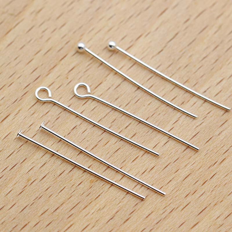 10pcs Real Pure Solid 925 Sterling Silver Needle Pins for DIY Jewelry Making Findings Earring Necklace Connector Part Base
