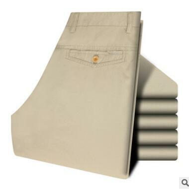 Pantalones casuales de algodón para hombre verano fino tubo recto holgado pantalones de cintura alta para mediana edad YE243