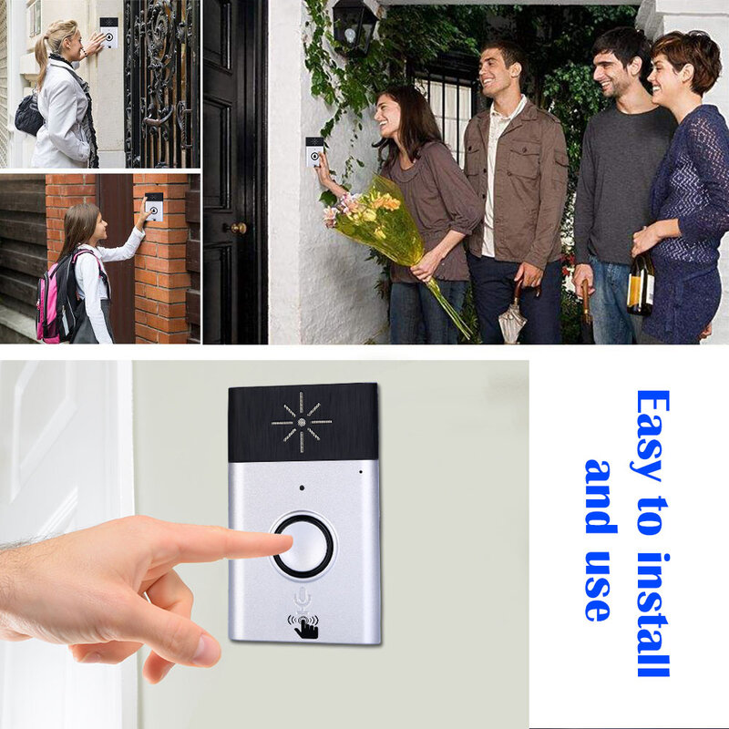 Беспроводной дверной звонок для умного дома, голосовой домофон, двухсторонний монитор для разговора с кнопкой уличного блока, внутренний приемник