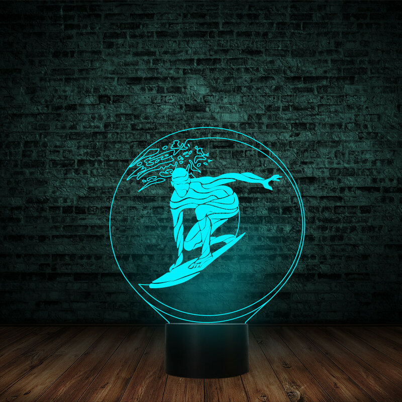 Capa ilusão 3d de led para esporte aquático, 7 cores, sensor touch, luz noturna, usb, à prova d'água, presente, trofés