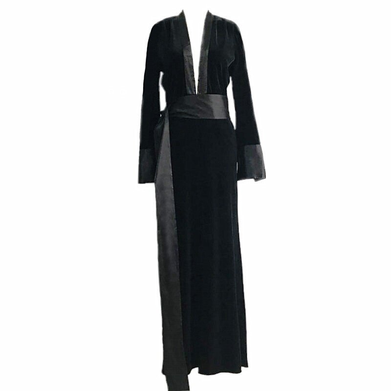 Combinaisons en velours noir pour femmes, mode automne 2019, barboteuse, vêtements de Club, combinaison pantalon Long élégant, DD1583