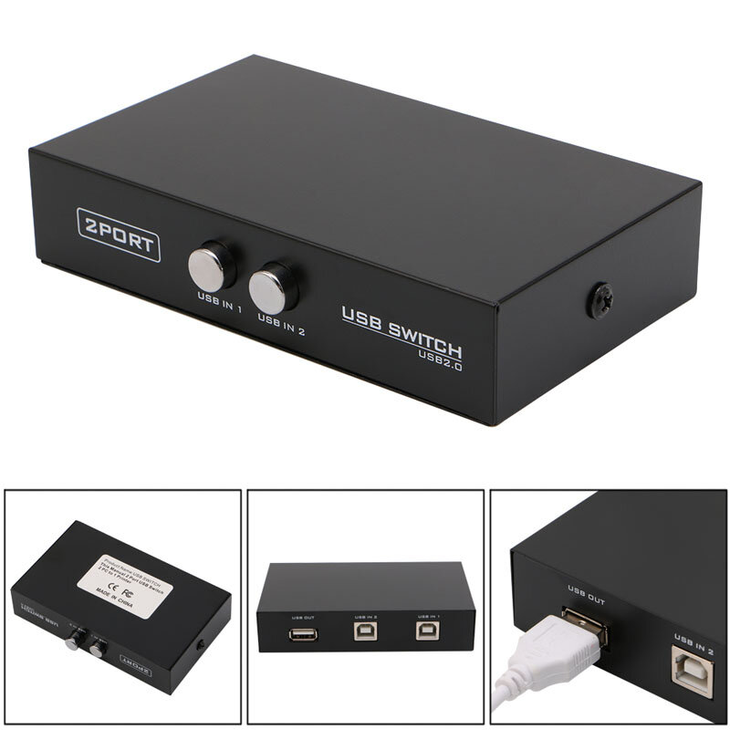 Hoge snelheid 2 Poorten USB2.0 Delen Apparaat Switch Switcher Adapter Box Voor PC Scanner Printer