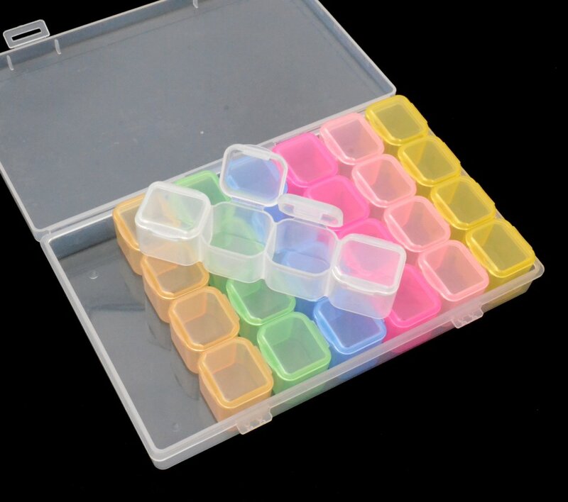 28 slotów regulowane plastikowe pudełko do przechowywania pudełko do przechowywania pudełko na biżuterię diament haft Craft paciorek przechowywanie tabletek narzędzie