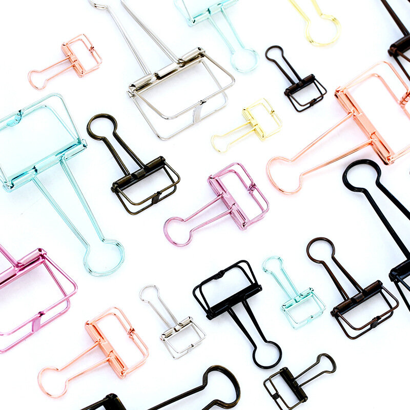 20 pcs/1lot Cute Metal Binder Clips Clips Small Craft Photo Pegs office bookmarks Kawaii Stationery 8 Color Size S M L