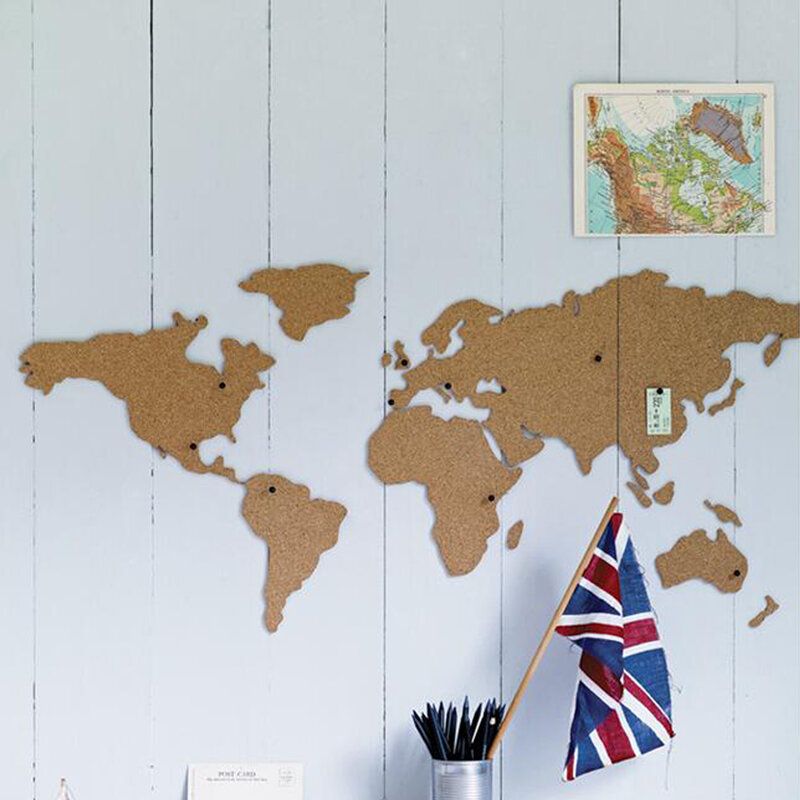 Carte du monde murale en liège de grande taille, carte de bureau, carte d'école, tableau de liège, autocollant, panneau d'épingles, carte en bois, jgreeting, décoration de la maison