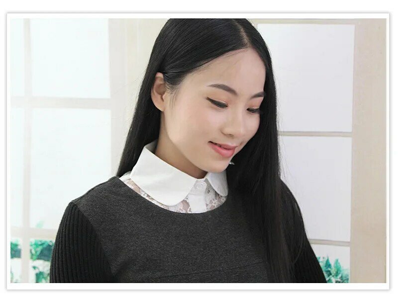 Chemise Vintage à col de poupée blanc, demi-blouse en dentelle, faux col, lettre décorative en treillis, col sauvage, chemise coréenne