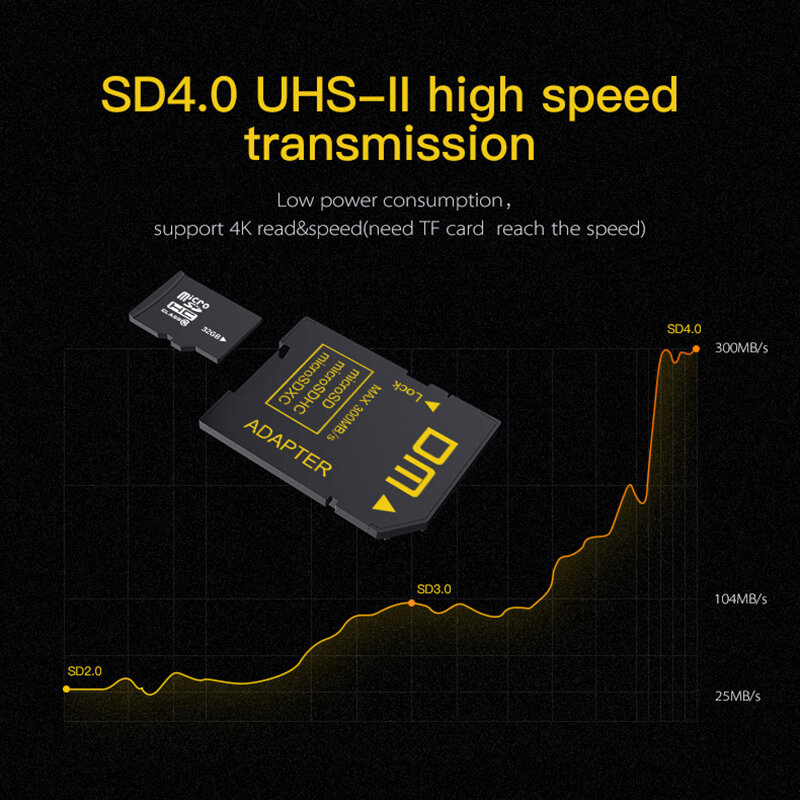 DM SD-T2 SIM Card e Adattatori SD2.0 comptabile con microSD microSDHC microSDXC Scheda di Memoria suport max capacità di 2 TB micro sd lettore di schede