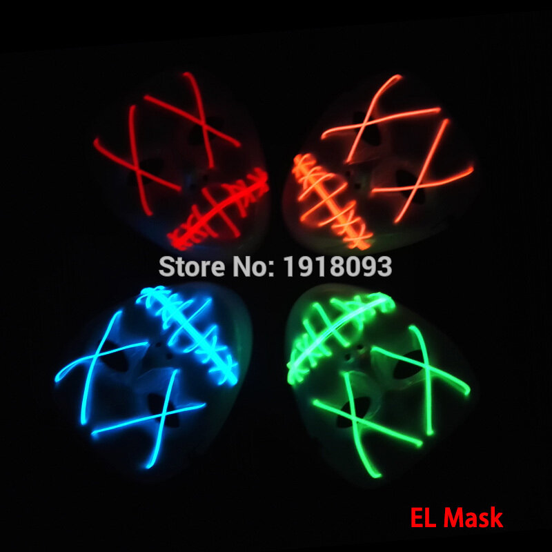 Nuovo Driver attivo suono 3V + maschere EL novità illuminazione Halloween divertente EL wire mask moda LED maschera illuminazione novità