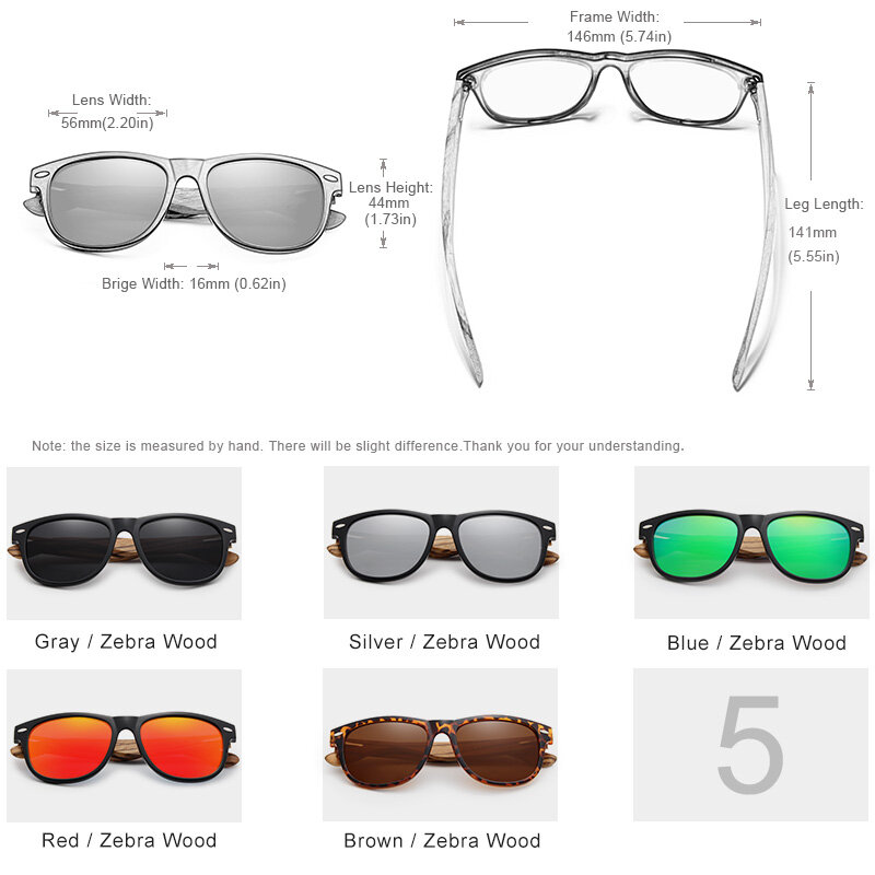 KINGSEVEN Polarized Wooden Sunglasses For Men Women Retro Zebra Wood Handmade Glasses UV400 Protection Mirror Lens Male Eyewear